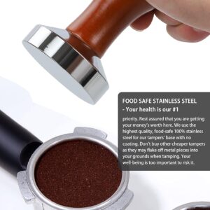 51mm Espresso Tamper-Premium Barista Coffee Tamper Coffee Tamper Classic Series Stainless Steel Espresso Tamper Coffee Press Tool Tamper Espresso Handle, 90x51mm, Solid wood, Stainless steel