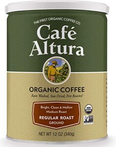 cafe altura ground organic coffee, regular roast, 12 ounce (pack of 3)