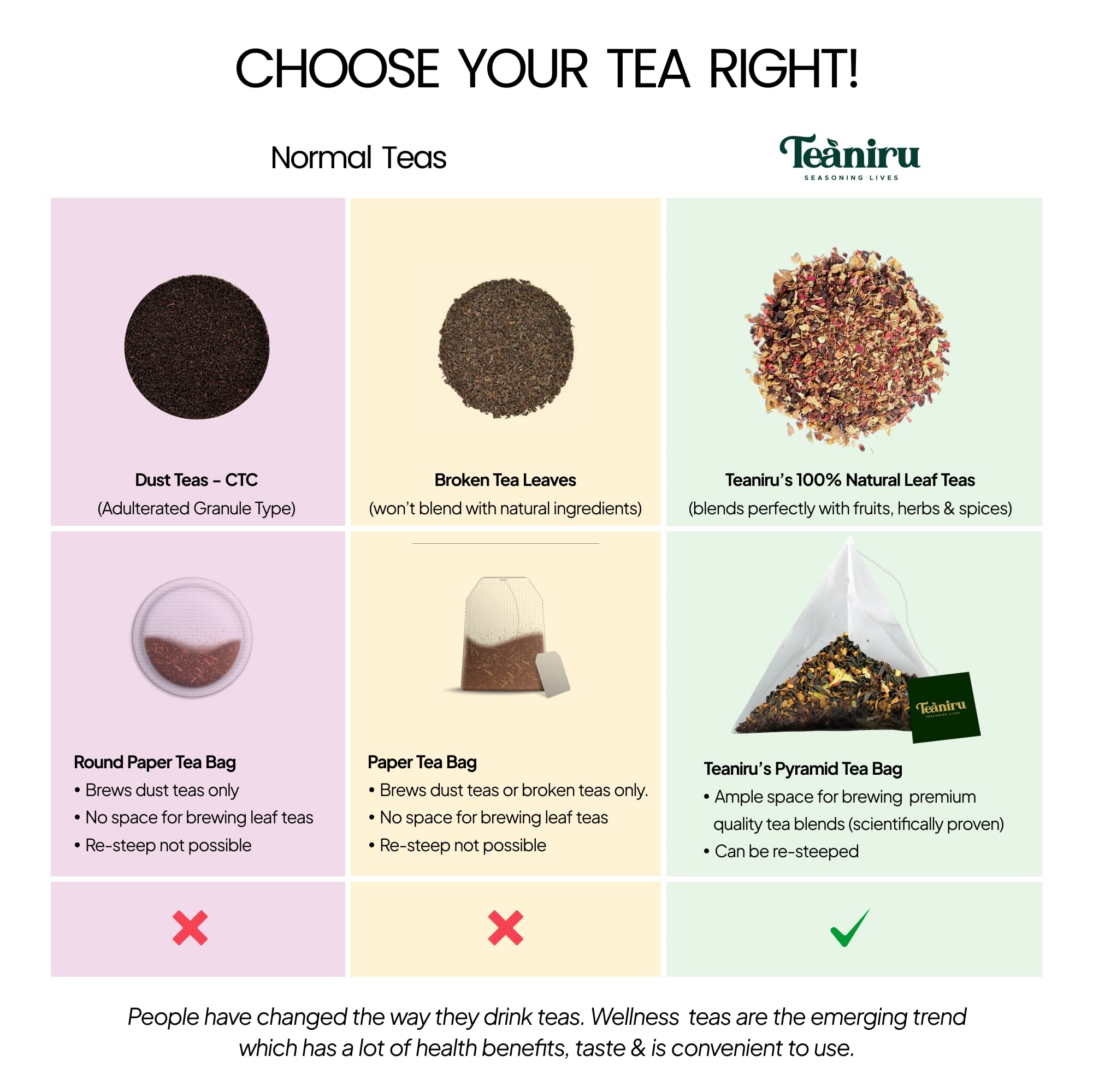 Teaniru, Holiday Festive Tea Collection - Assorted Tea Sampler | 4 Holiday Flavored Leaf Teas | 28 Pyramid Tea Bags - Individual Tea Sachets (serves up to 56 cups)