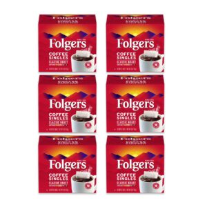 folgers coffee singles classic medium roast coffee bags 19 count (pack of 6)