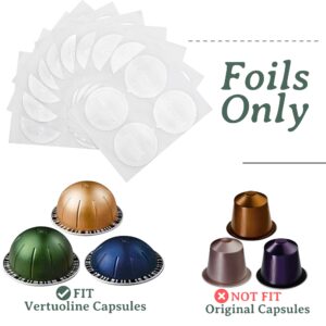 Grasseed Aluminum Foils Lids to Reuse Coffee Pods Compatible with Nespresso VertuoLine Capsules-100 Pcs