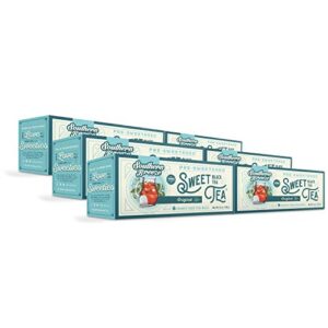 southern breeze hot brew sweet tea original iced tea with black tea and zero carbs zero sugar, 22 individually wrapped family size tea bags, pack of 6