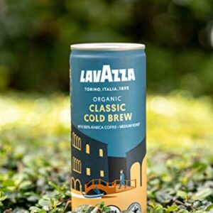 Lavazza Organic Classic Cold Brew Coffee, (Pack of 4 Cans / 8 Fluid Ounce Each) Balanced, Complex, Sweet, Medium Roast, 100% Arabica, USDA Certified Organic, Rainforest Alliance Certified