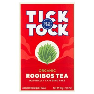 TICK TOCK TEAS Organic Rooibos Tea Bags, Organic Original Rooibos Tea, 40 Count