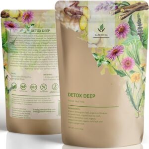 gardenika dandelion root detox loose leaf tea, herbal, caffeine-free, ksa kosher, ayurvedic with lemongrass, peppermint, echinacea – 4 oz