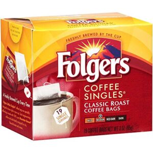 folgers coffee singles - 19 packets per box, 12 boxes per case