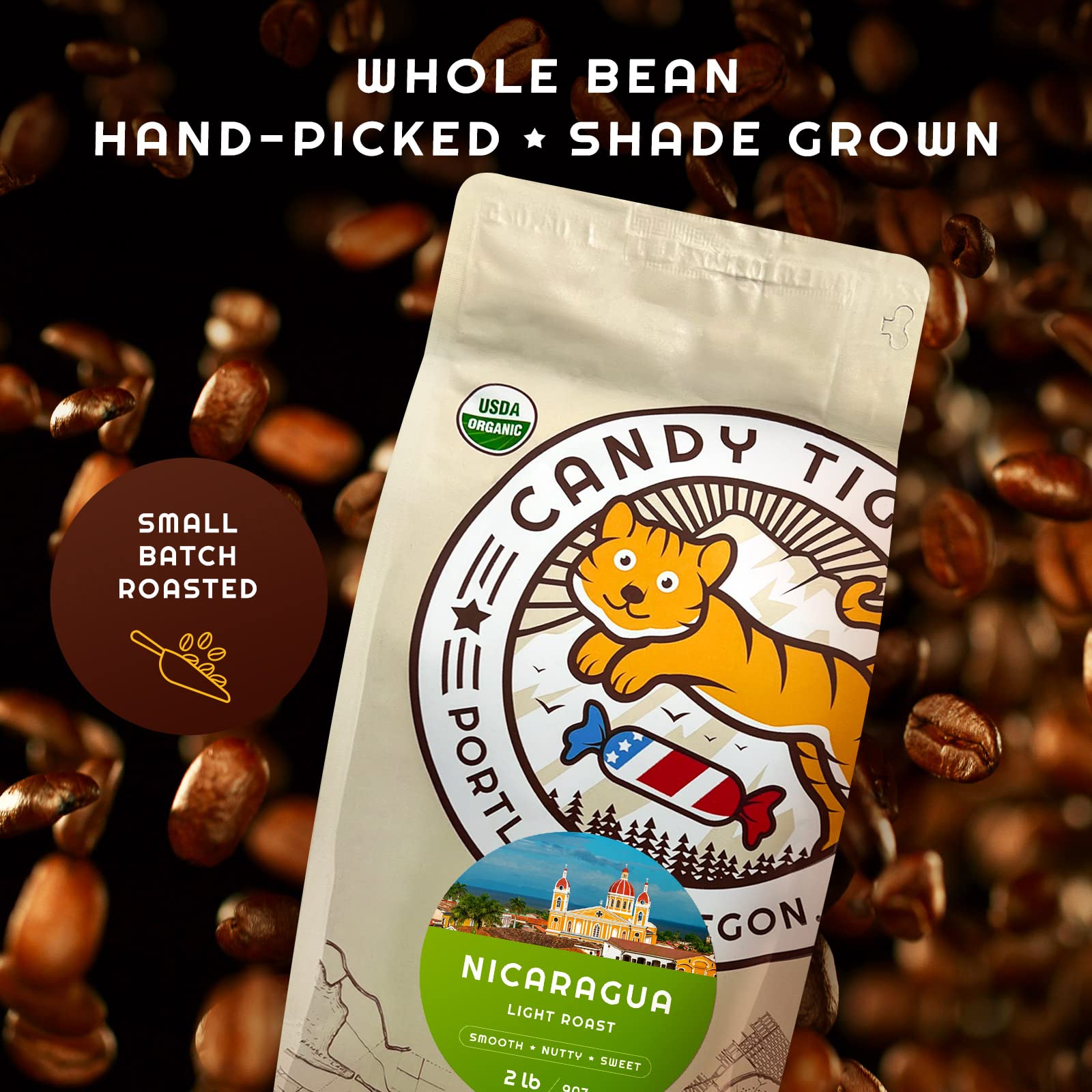 Whole Bean Coffee - Organic - Low Acid - Light Roast - Single Origin - 100% Arabica - Nicaraguan Coffee Beans - Direct Trade - Shade-grown - Gourmet Coffee - 2 lb