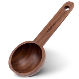 wooden coffee spoon in walnut, houdian coffee scoop measuring for coffee beans, whole beans ground beans or tea, home kitchen accessories, coffee scoop - 1 pack, 15ml