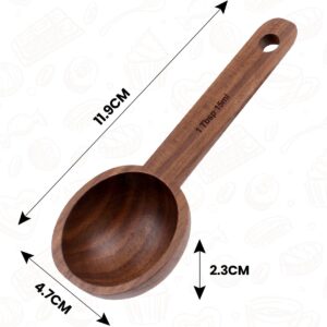 Wooden Coffee Spoon in Walnut, Houdian Coffee Scoop Measuring for Coffee Beans, Whole Beans Ground Beans or Tea, Home Kitchen Accessories, Coffee Scoop - 1 Pack, 15ml