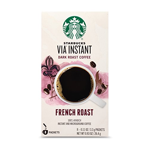 Starbucks VIA Instant Coffee Dark Roast Packets — French Roast — 1 box (8 packets)