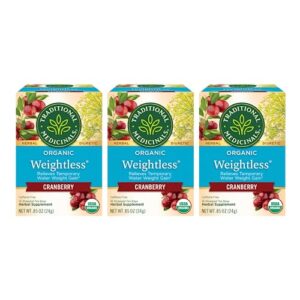 traditional medicinals weightless cranberry women's tea organic, 16 ct 3 pack