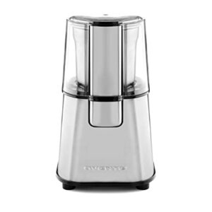 ovente electric coffee grinder 2.1 ounce cup fresh grind with 2 blade stainless steel grinding bowl, fast grinding with 200 watt powered motor perfect for beans, spices, nuts, silver cg620s