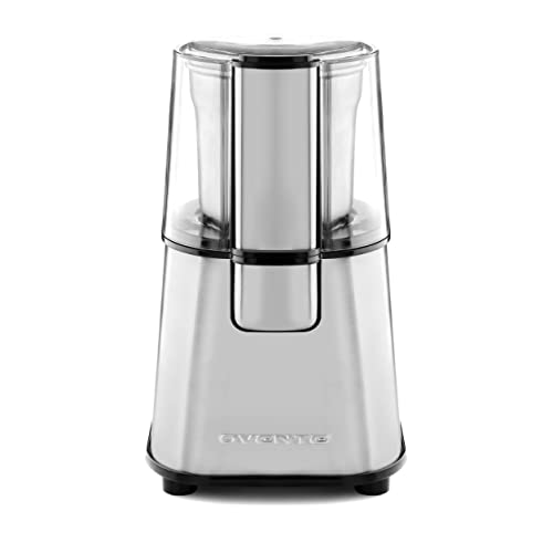 OVENTE Electric Coffee Grinder 2.1 Ounce Cup Fresh Grind with 2 Blade Stainless Steel Grinding Bowl, Fast Grinding with 200 Watt Powered Motor Perfect for Beans, Spices, Nuts, Silver CG620S