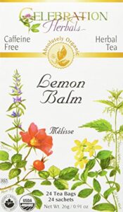celebration herbals organic lemon balm tea bags, 24 count
