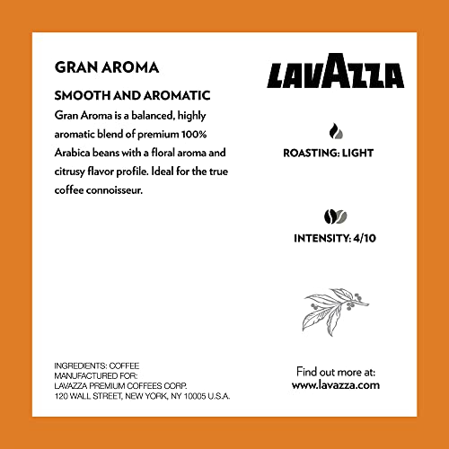 Lavazza Gran Aroma Single-Serve Coffee K-Cups for Keurig Brewer, Light Roast, 44 capsules, 100% Arabica