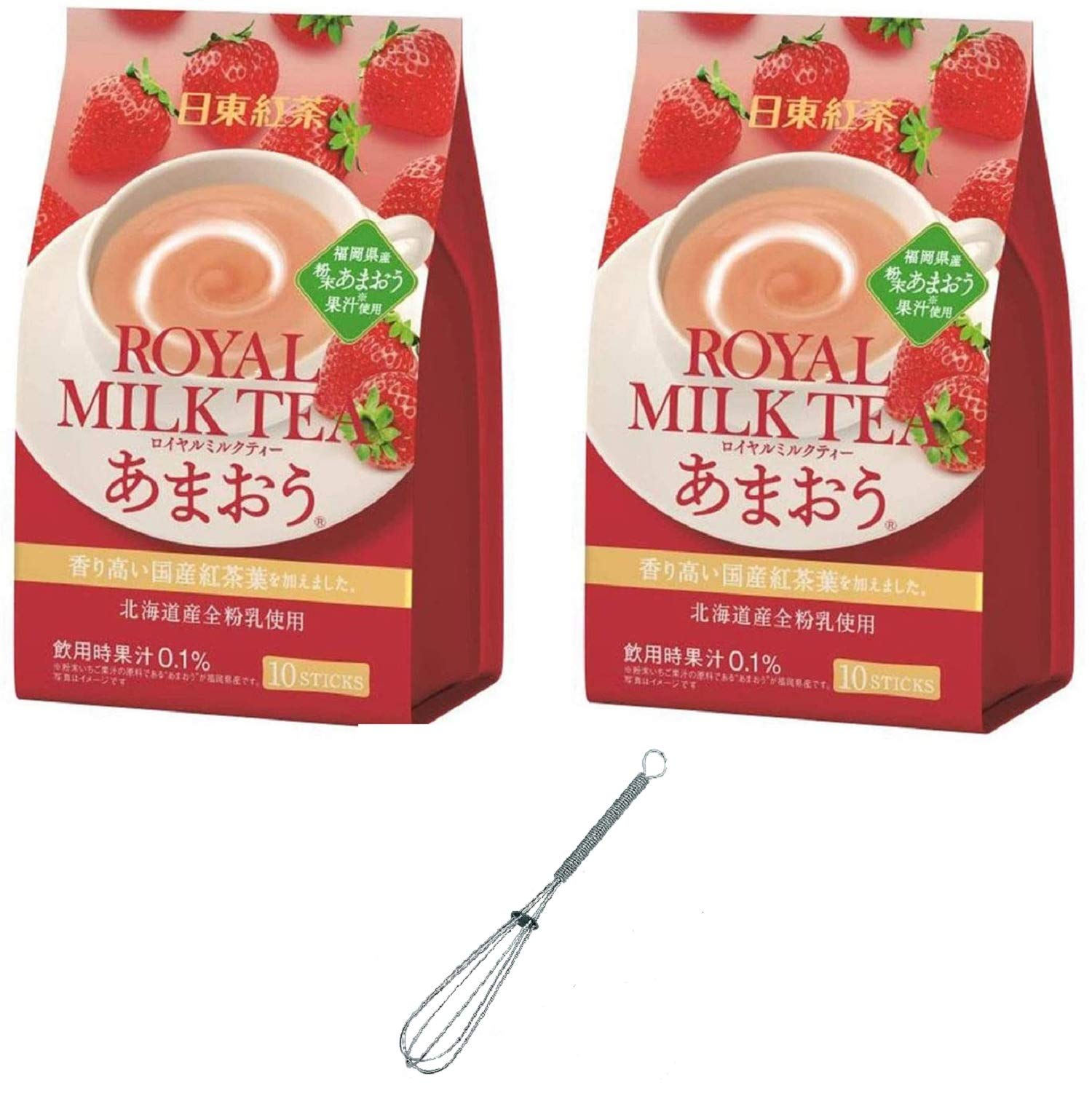 Royal Milk Tea Strawberry Flavor 10 Sticks x 2 Packs including stirring rod