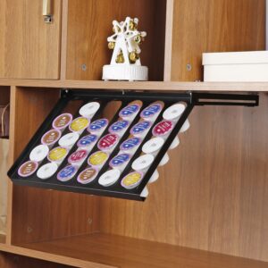 neorexon k-cup holder 9.65" x 14.67", under cabinet coffee holder compatible with 30 cup pods, under cabinet mount coffee pod under cabinet for kitchen and office