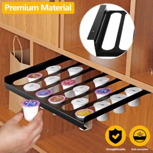 Neorexon K-Cup Holder 9.65" x 14.67", Under Cabinet Coffee Holder Compatible with 30 Cup Pods, Under Cabinet Mount Coffee Pod Under Cabinet for Kitchen and Office