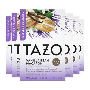 tazo dessert delights vanilla bean macaron tea bags, sugar and calorie free, 15 count (pack of 6)
