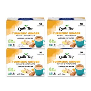 quiktea chai tea latte, tumeric ginger, 34 oz, 10 count (pack of 4)