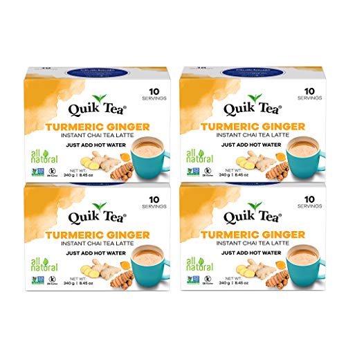 QuikTea Chai Tea Latte, Tumeric Ginger, 34 Oz, 10 count (Pack of 4)