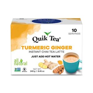 QuikTea Chai Tea Latte, Tumeric Ginger, 34 Oz, 10 count (Pack of 4)