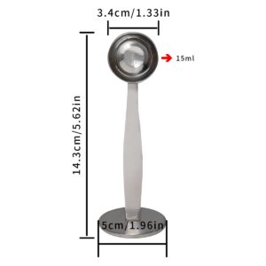 2-in-1 Coffee Scoops, 304 Stainless Steel Tablespoon Measure Spoon, with Pressed Bottom for Coffee Bean Press Coffee Grinding Pressing（Silver15 ml）