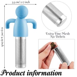 2 Pieces Tea Infuser for Loose Tea Cute Fine Mesh Tea Strainer Stainless Steel Tea Filter Ball Tea Diffuser Steeper for Teacups Teapots (Blue, Gray)