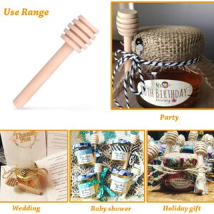 Premium 50-Pack 3 Inch Mini Wooden Honey Dipper Stick, Individually Wrapped,Pefect for Wedding Shower Party Favors Honey Jar spoon or Honey Wands mini