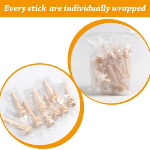 Premium 50-Pack 3 Inch Mini Wooden Honey Dipper Stick, Individually Wrapped,Pefect for Wedding Shower Party Favors Honey Jar spoon or Honey Wands mini