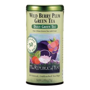 the republic of tea wild berry plum green tea, 50-count