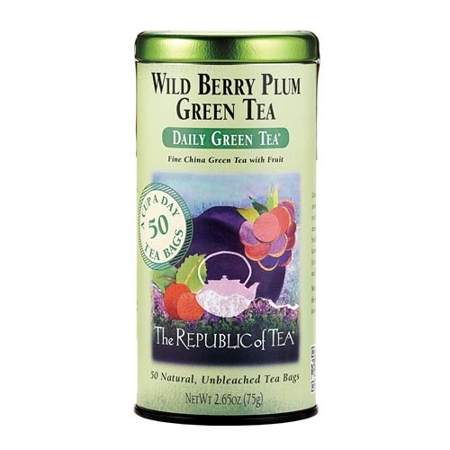 The Republic of Tea Wild Berry Plum Green Tea, 50-Count