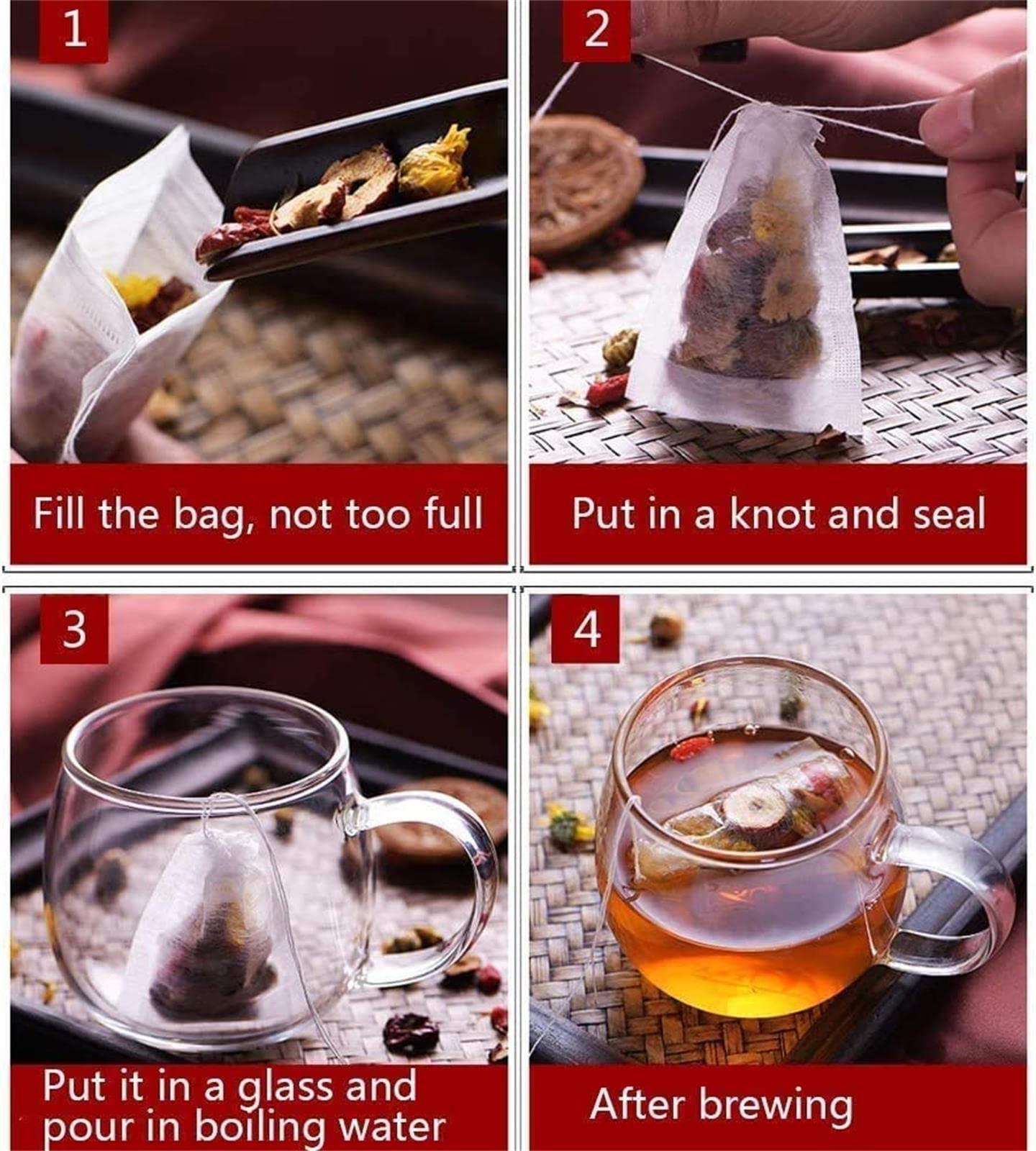 200PCS Tea Filter Bags, Tea Bags for Loose Leaf Tea Safe & Natural Material, Disposable Tea Infuser for Loose Leaf Tea, Coffee, Spice, Herbs