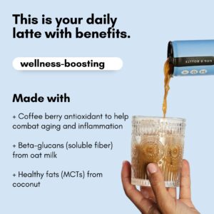 Pop & Bottle, Oat Milk Classic Lattes - Cold Brew, Coffee Berry, MCT Oil, Organic, Dairy Free, Gluten Free, Vegan, Great as Iced Coffee, Lightly Sweetened with Dates - 8 Fl Oz (12 Pack)