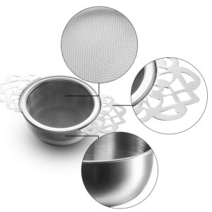 Empress Tea Strainers with Drip Bowls, Mesh Tea Infuser Stainless Steel Loose Leaf Tea Filter with Handles for Better Tea Experience (Silver, 4 Pieces)