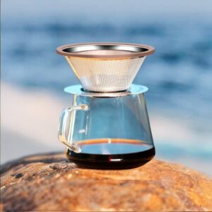 Cnuben Coffee Dripper Cone,Without Filter Stainless Steel Reusable Pour Over Coffee Filter 1-3 Cup Paperless Metal Cone , Cnuben W60