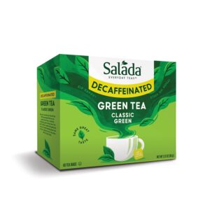 salada green tea naturally decaffeinated with 40 individually wrapped tea bags contains caffeine brew hot naturally flavored rich in antioxidants zero calories