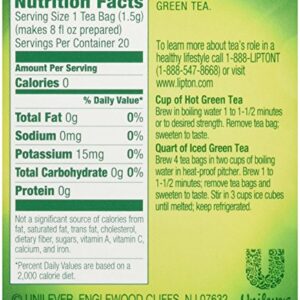 Lipton Tea Bags, Green Tea, Can Help Support a Healthy Heart, 20 Green Tea Bags