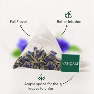 VAHDAM, Butterfly Pea Flower Tea Bags (40 Pyramid Tea Bags) Vegan, Non-GMO | Delicate & Earthy | Direct From Source - Plant Based Biodegradable Tea Bags | Brew Iced Tea, Cooking, Mocktails & Cocktails