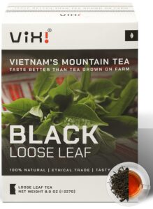 vixi black tea loose leaf, vietnam's mountain tea, taste better than tea grown on farm, 100% natural from ancient tea tree for hot and cold brew (vietnamese tea, 8.00 oz)