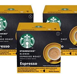 Dolce Gusto Starbucks Coffee, Blonde Espresso Roast, 12 Count, Pack of 3 (Total 36 count)