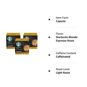 Dolce Gusto Starbucks Coffee, Blonde Espresso Roast, 12 Count, Pack of 3 (Total 36 count)