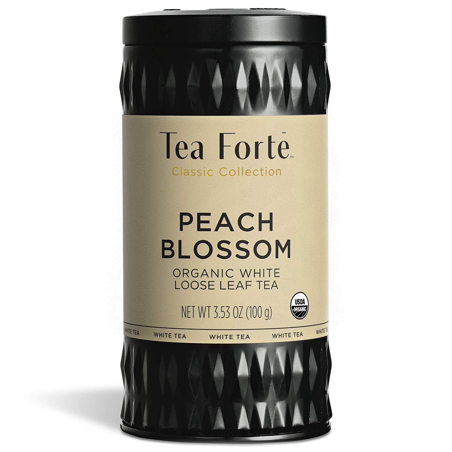 Tea Forte Peach Blossom Organic White Tea, Makes 35-50 Cups, 3.53 Ounce Loose Leaf Tea Canister