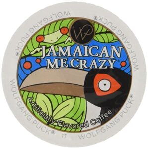 wolfgang puck coffee jamaican me crazy flavored coffee single serve cups for keurig, 24 count (060731740002)