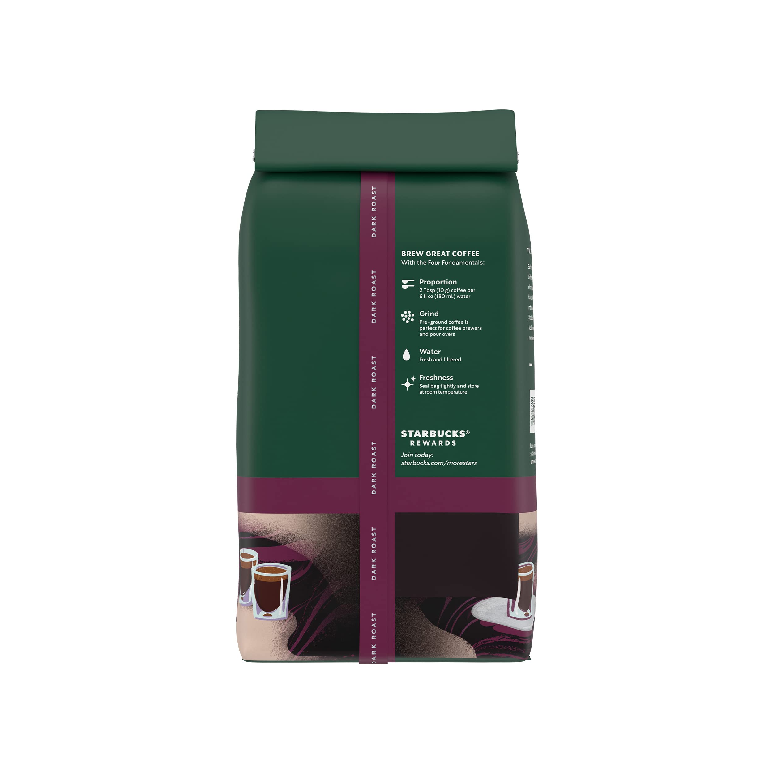 Starbucks Ground Coffee, Dark Roast Coffee, Espresso Roast, 100% Arabica, 1 Bag (12 Oz)