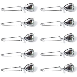 royhoo10pcs stainless steel tea filters loose leaf tea infuser strainers reusable interval diffuser heart-shaped tea partition spoon