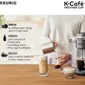 Keurig K-Café Milk Frother Cup Replacement Part or Extra,80 milliliters Hot and Cold Frothing, Compatible with Keurig K-Café Coffee Makers Only, Nickel