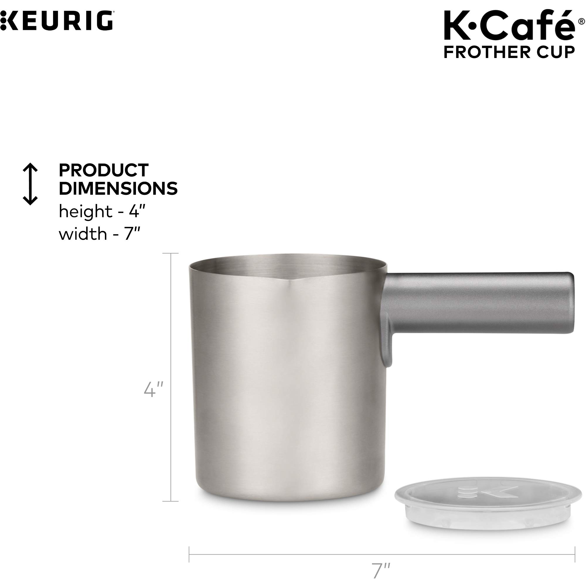 Keurig K-Café Milk Frother Cup Replacement Part or Extra,80 milliliters Hot and Cold Frothing, Compatible with Keurig K-Café Coffee Makers Only, Nickel