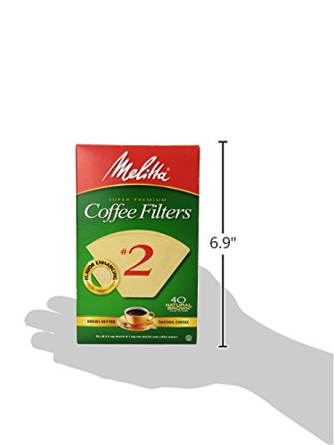 Melitta #2 Cone Coffee Filters, Natural Brown, 40 Count