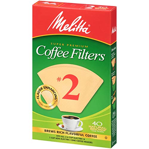 Melitta #2 Cone Coffee Filters, Natural Brown, 40 Count